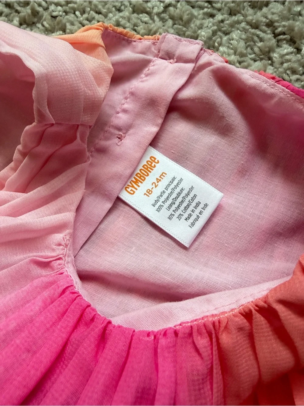 Gymboree Toddler Girls Ombre Pink & Peach Pleated Dress with Bloomers 18-24M